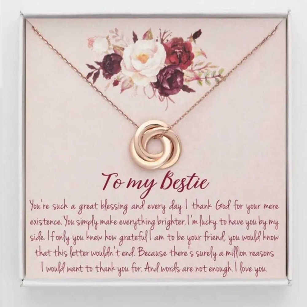 NWT Gold Friendship Necklace With Blessing Card, Bestie Gift, Best‎ Friend Gift